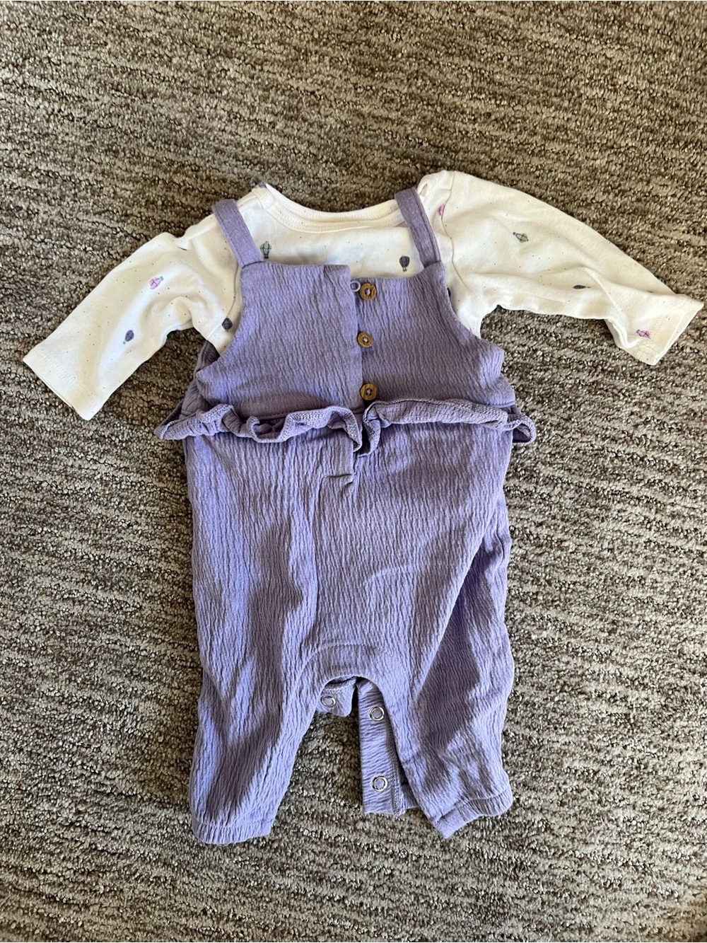 Carter's Lilac Ruffled Strap Romper with White Bodysuit